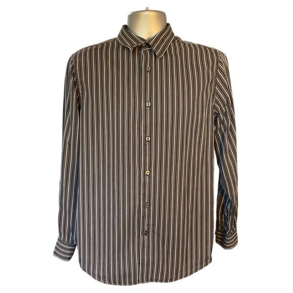 Structure Black Striped Button Down Cotton Classic Casual Career Wear Size M - Picture 1 of 7